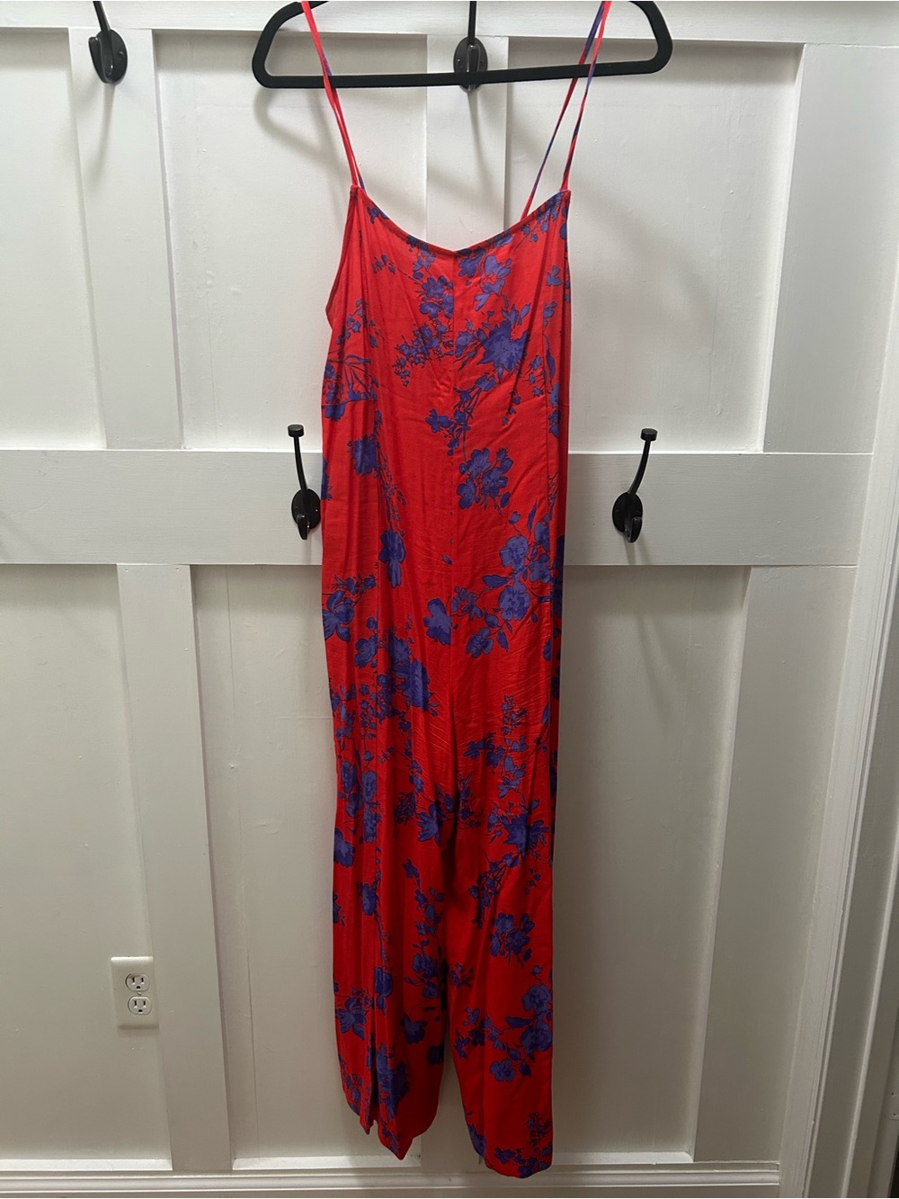 Boutique brand Red Floral Jumpsuit with Blue Print
